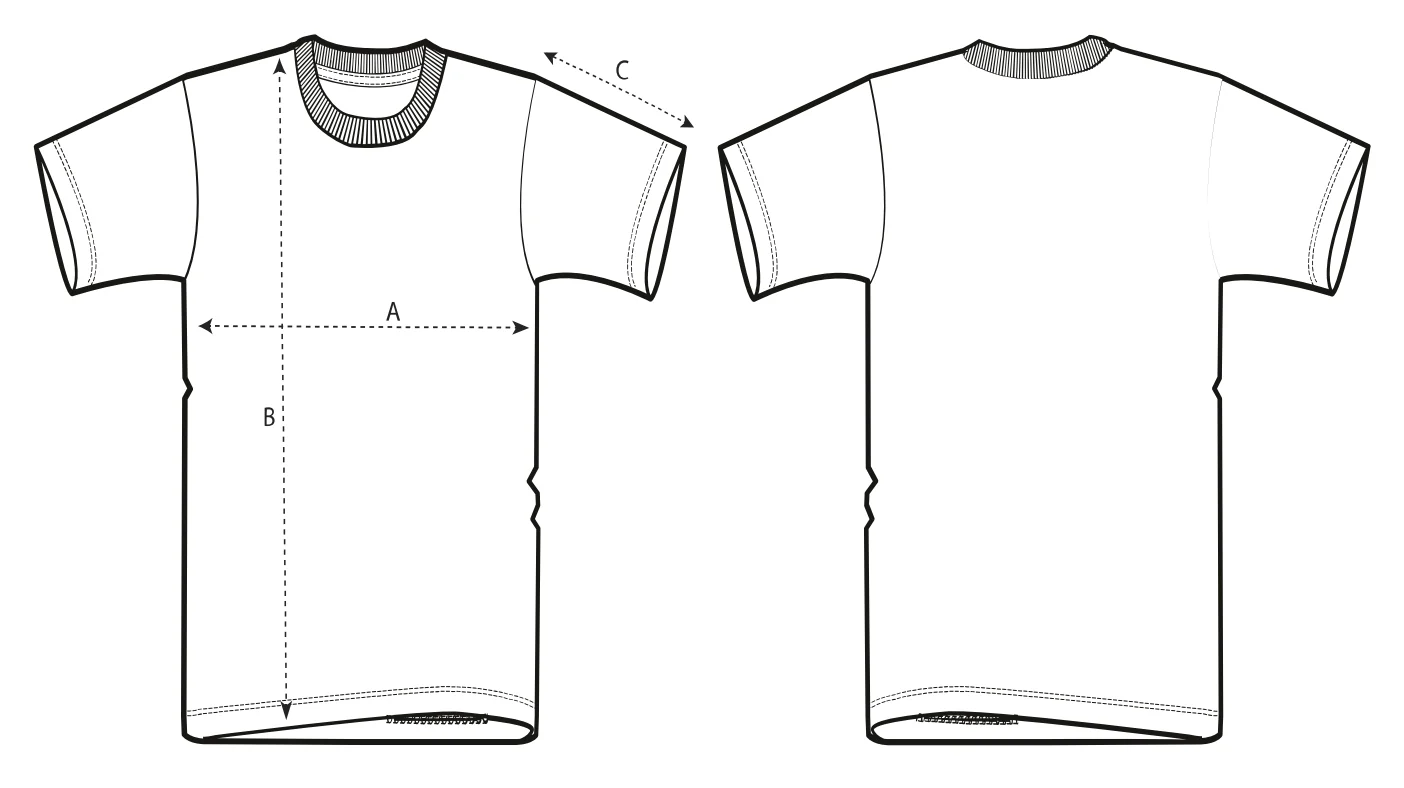 Size guide for PinShirt T-shirts