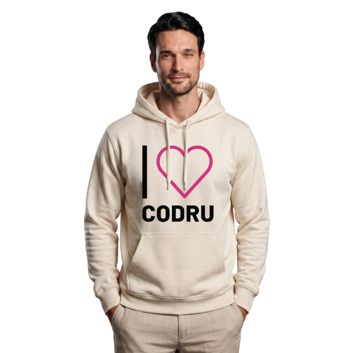 Jeg elsker Codru hættetrøje stort tryk – hættetrøje fra PinShirt