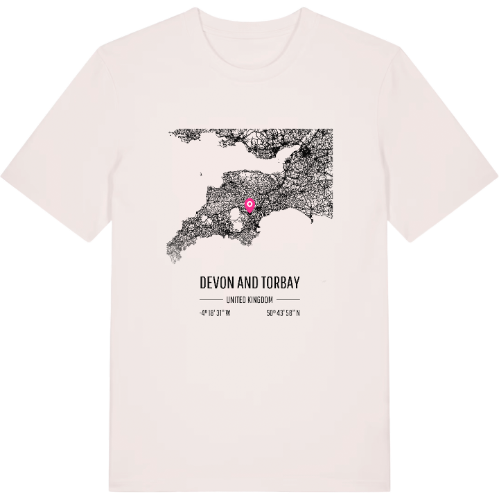 Devon and Torbay kort T-shirt – t-shirt fra PinShirt
