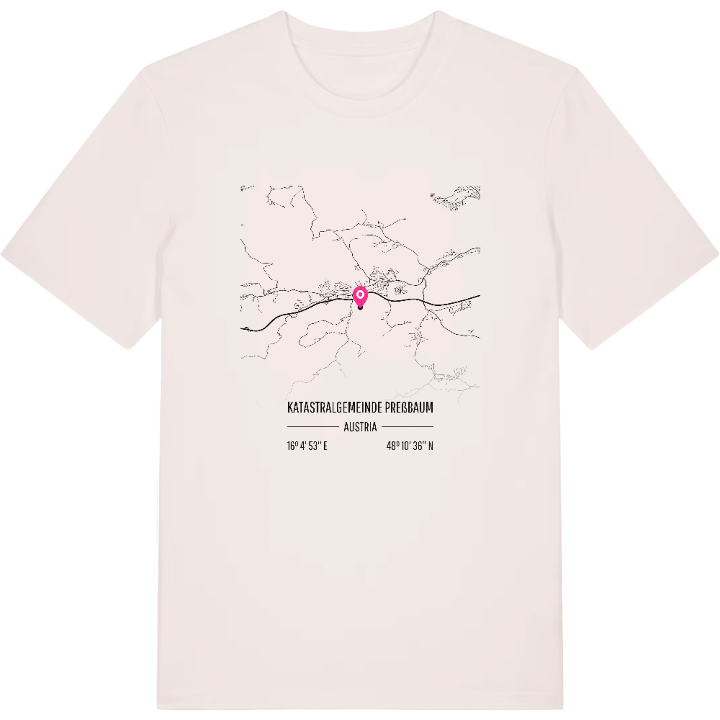 Katastralgemeinde Preßbaum kort T-shirt – t-shirt fra PinShirt