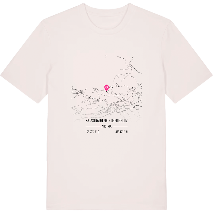 Katastralgemeinde Prigglitz kort T-shirt – t-shirt fra PinShirt