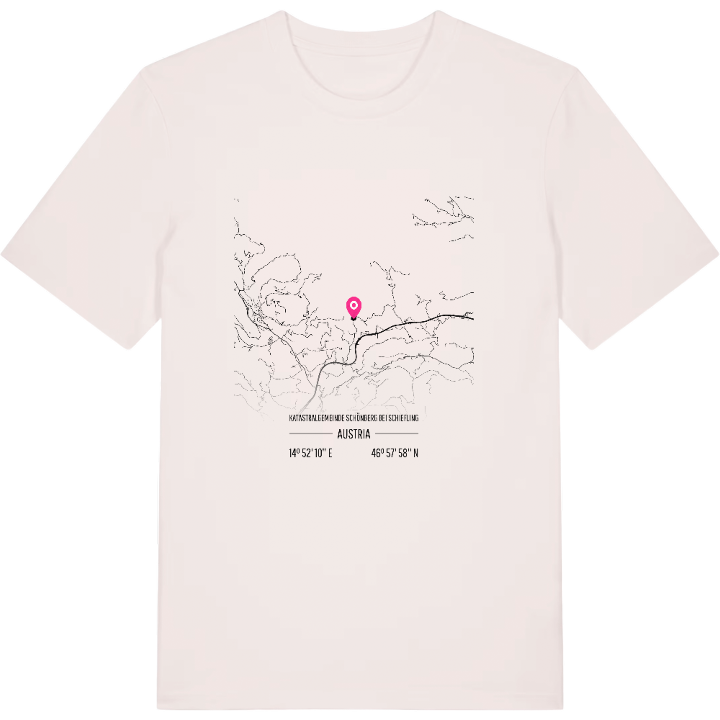 Katastralgemeinde Schönberg bei Schiefling kort t-shirt – t-shirt fra PinShirt