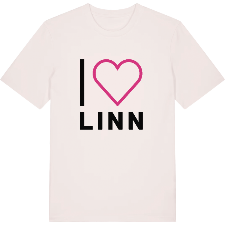 Jeg elsker Linn T-shirt stort tryk – t-shirt fra PinShirt