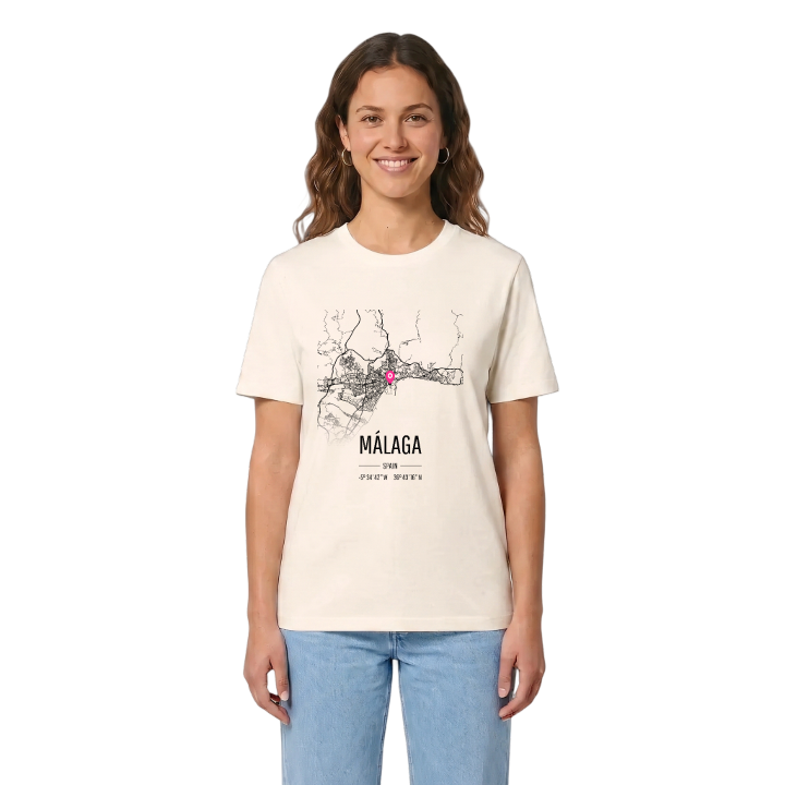 Málaga kort T-shirt – t-shirt fra PinShirt