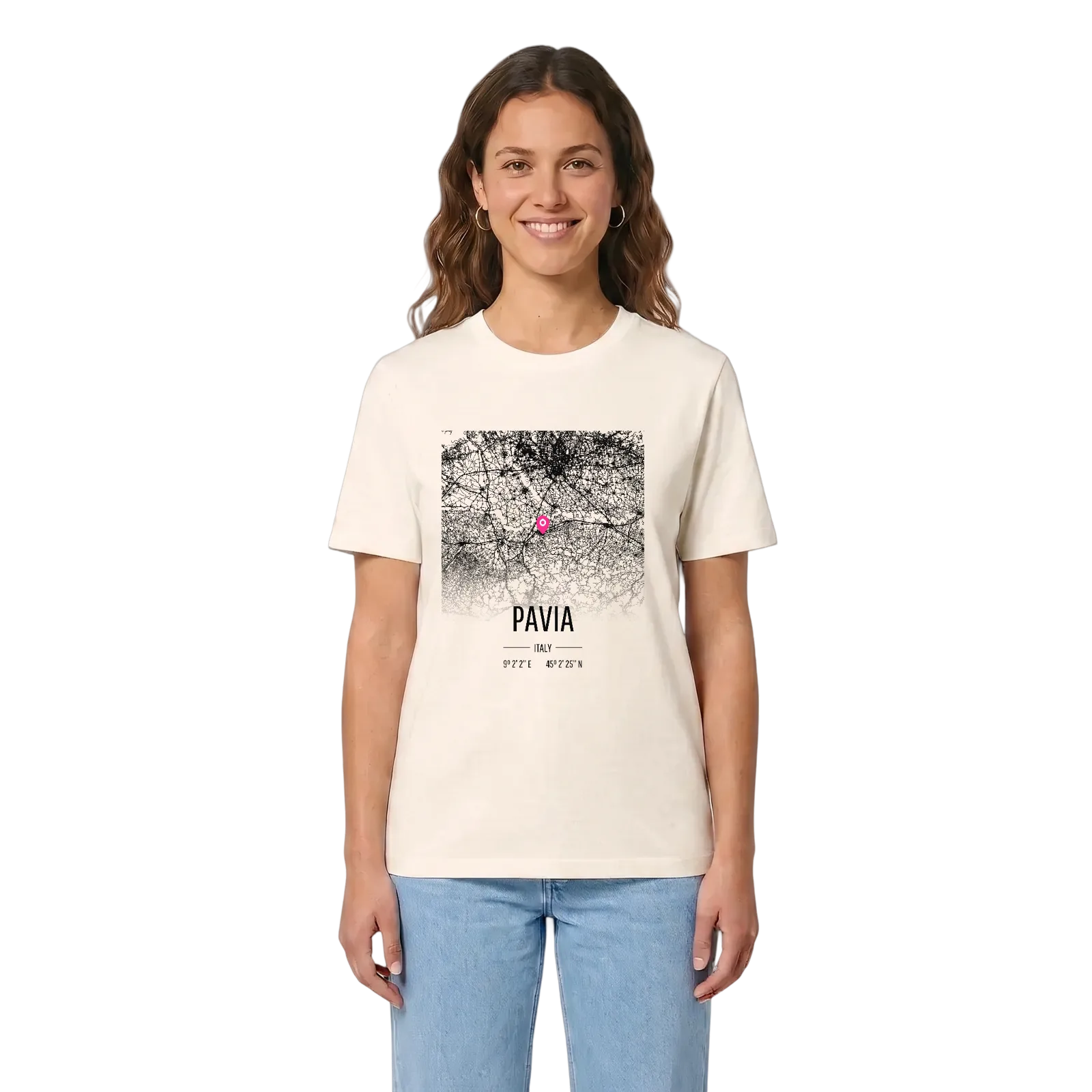 Pavia kort T-shirt – Vintage White, i miljø