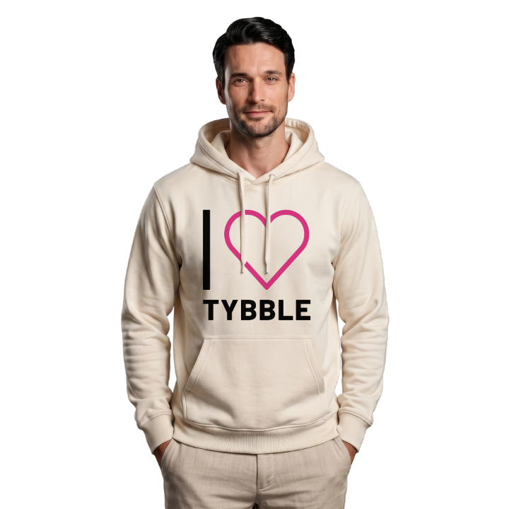 Jeg elsker Tybble hættetrøje stort tryk – hættetrøje fra PinShirt