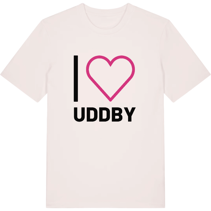Jeg elsker Uddby T-shirt stort tryk – t-shirt fra PinShirt