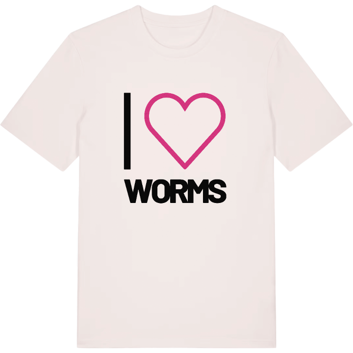 Jeg elsker Worms T-shirt stort tryk – t-shirt fra PinShirt