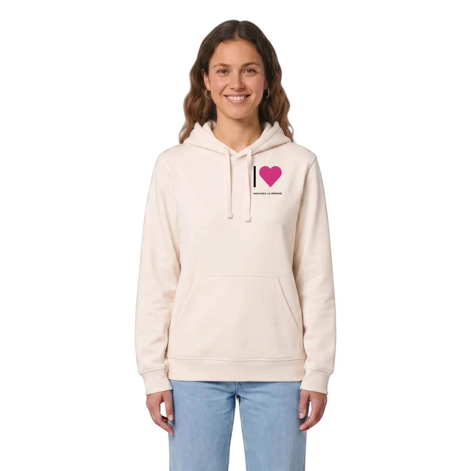 I love Bazouges-la-Pérouse hoodie small print – Vintage White, in context