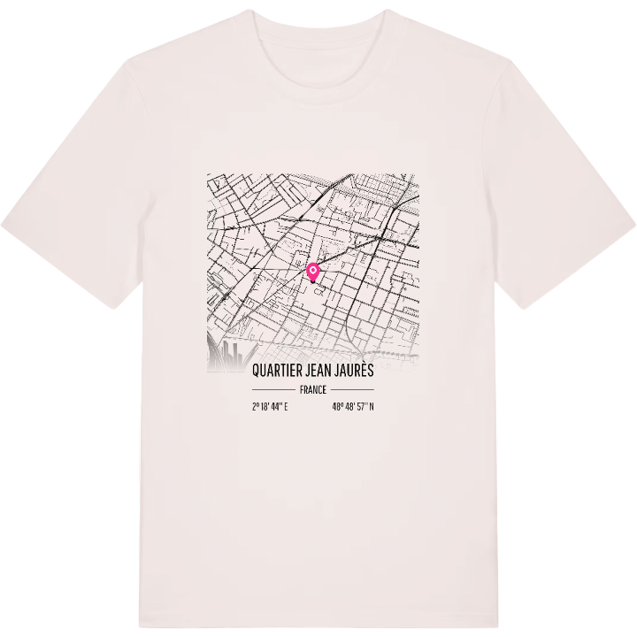Quartier Jean Jaurès map t-shirt – t-shirt from PinShirt