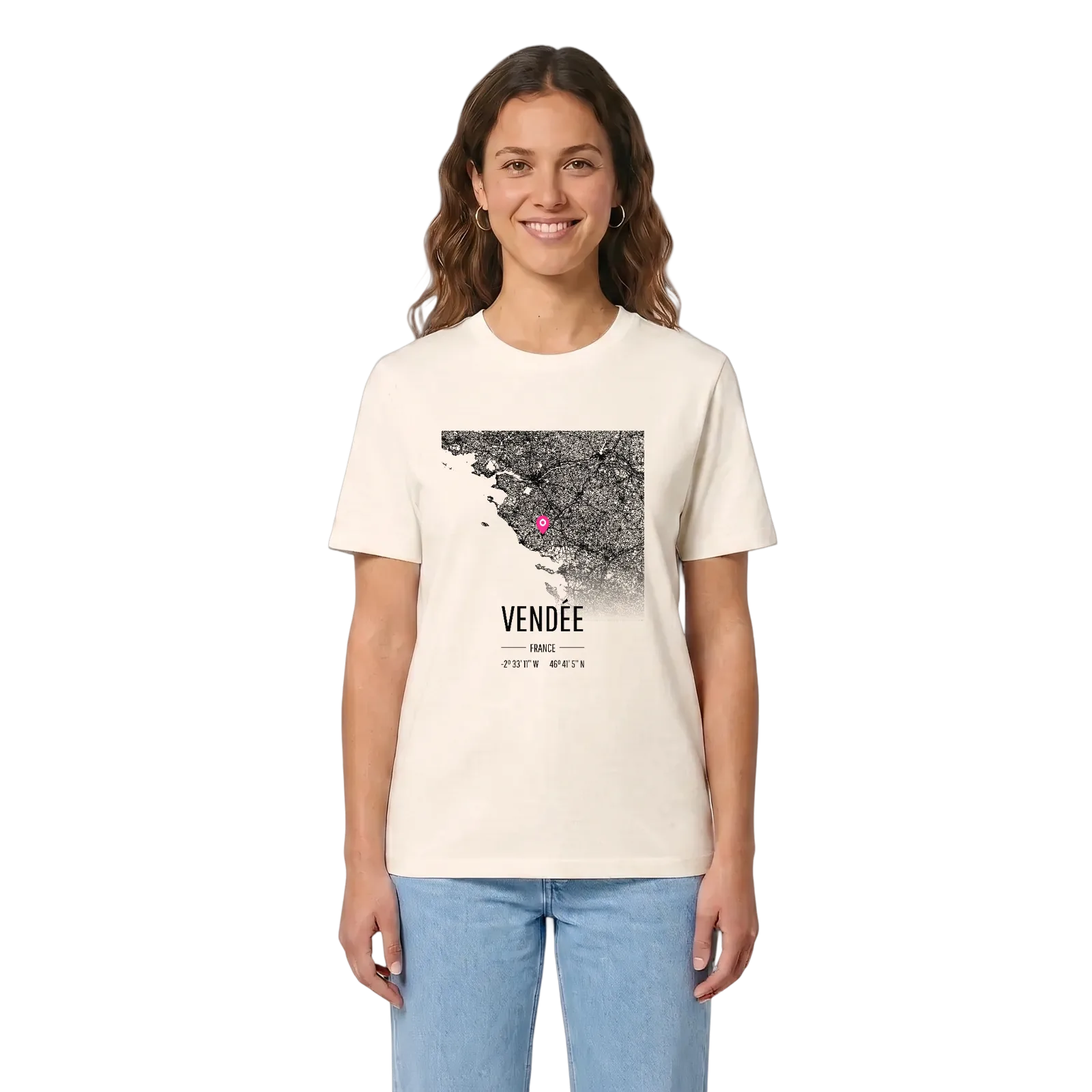 Vendée map t-shirt – Vintage White, in context