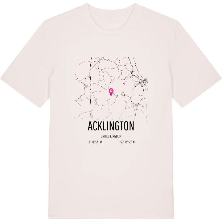 Acklington map t-shirt – t-shirt from PinShirt