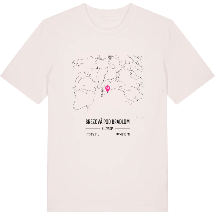 Brezová pod Bradlom map t-shirt – t-shirt from PinShirt