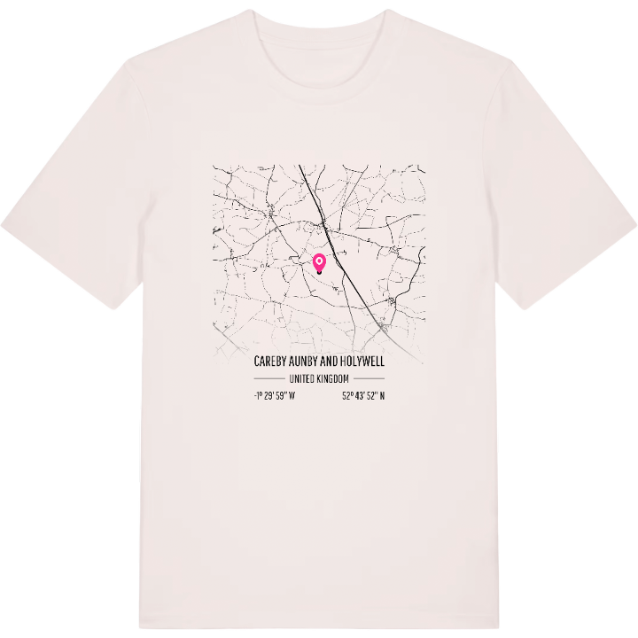 Careby Aunby and Holywell map t-shirt – t-shirt from PinShirt