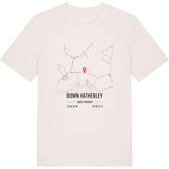 Down Hatherley map t-shirt – t-shirt from PinShirt