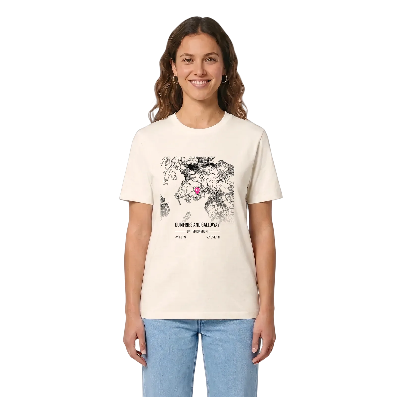Dumfries and Galloway map t-shirt – Vintage White, in context