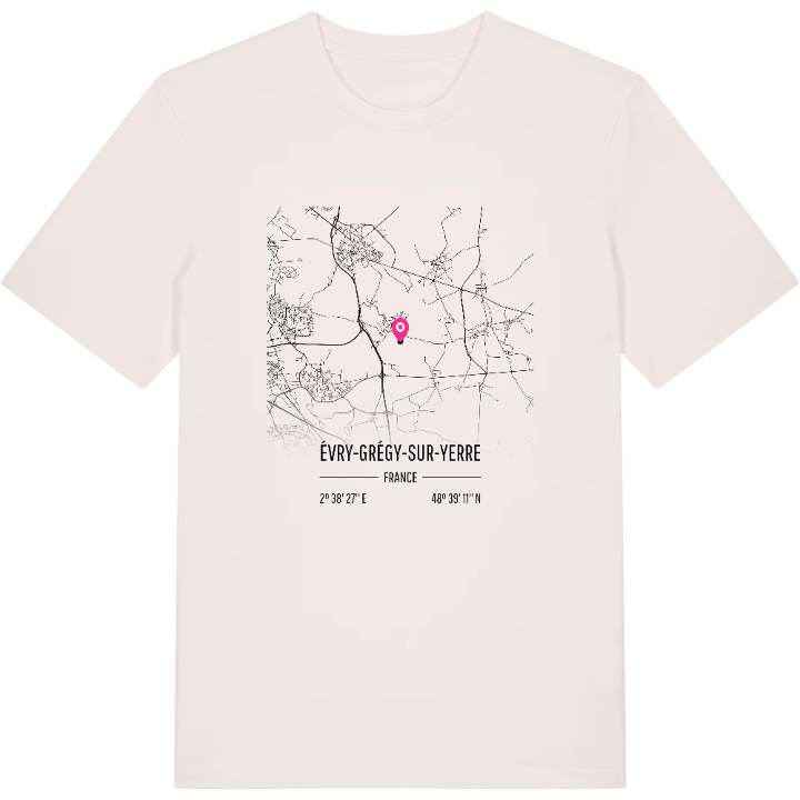 Évry-Grégy-sur-Yerre map t-shirt – t-shirt from PinShirt
