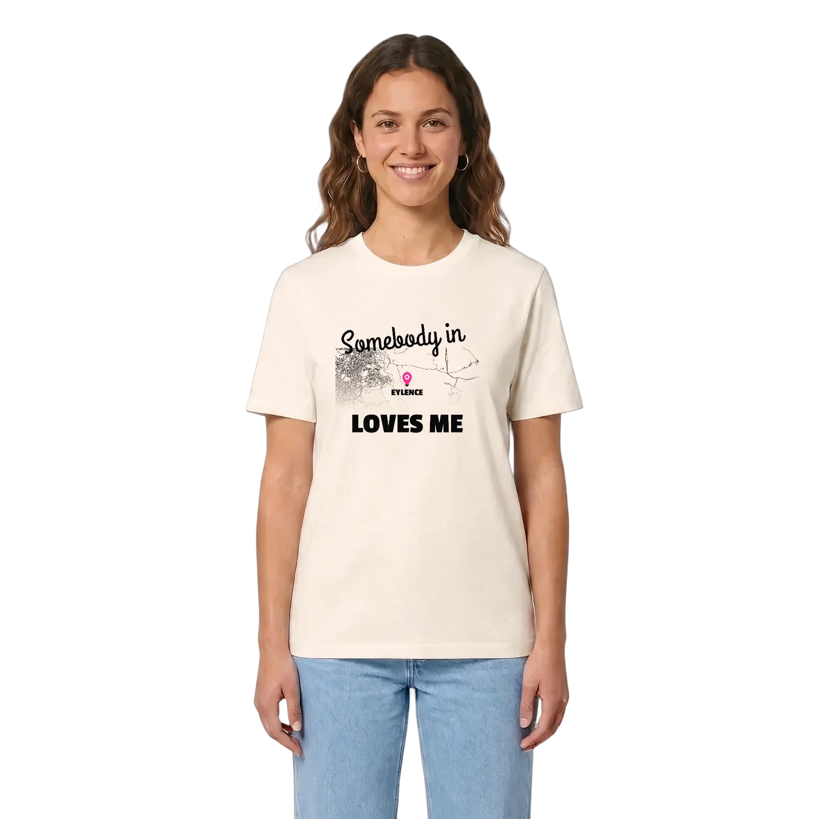 Someone in Eylence loves me t-shirt – Vintage White, in context