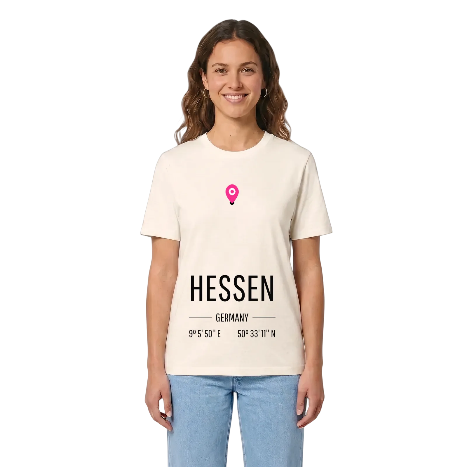 Hessen map t-shirt – Vintage White, in context