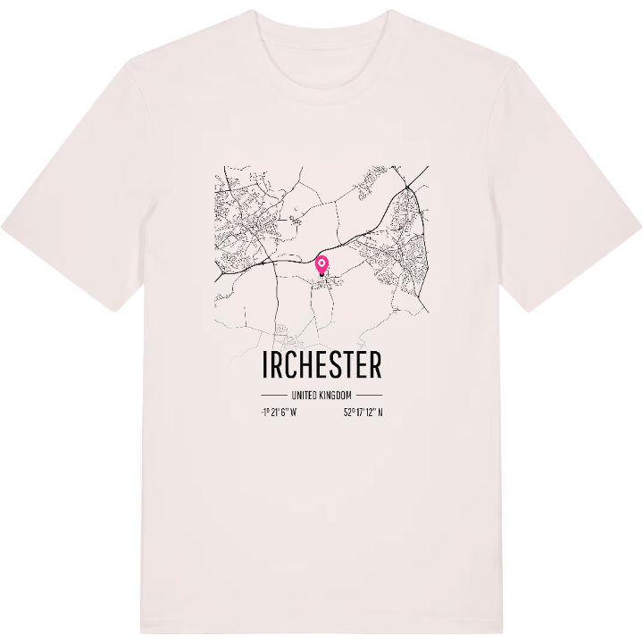 Irchester map t-shirt – t-shirt from PinShirt