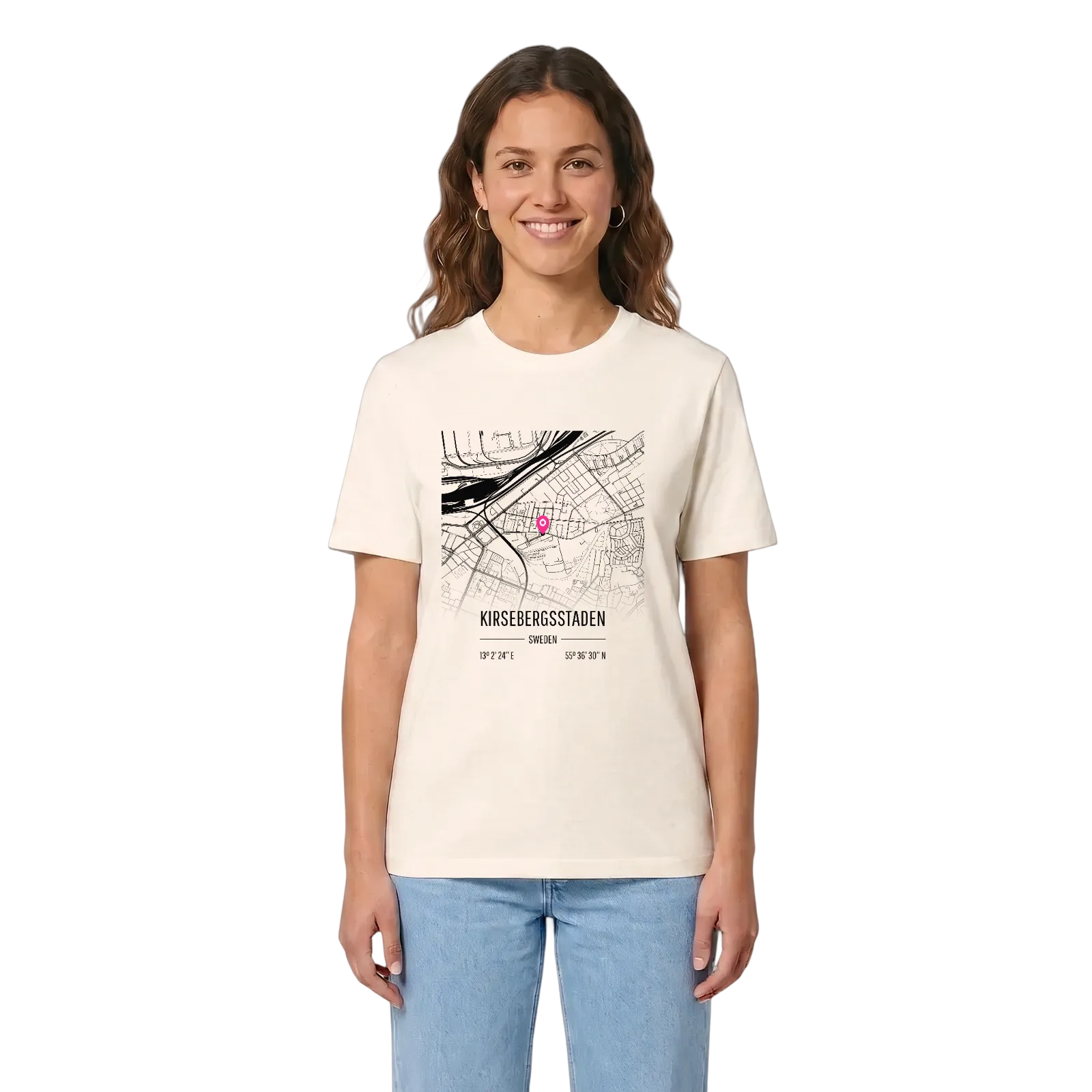 Kirsebergsstaden karta t-shirt – Vintage White, in context