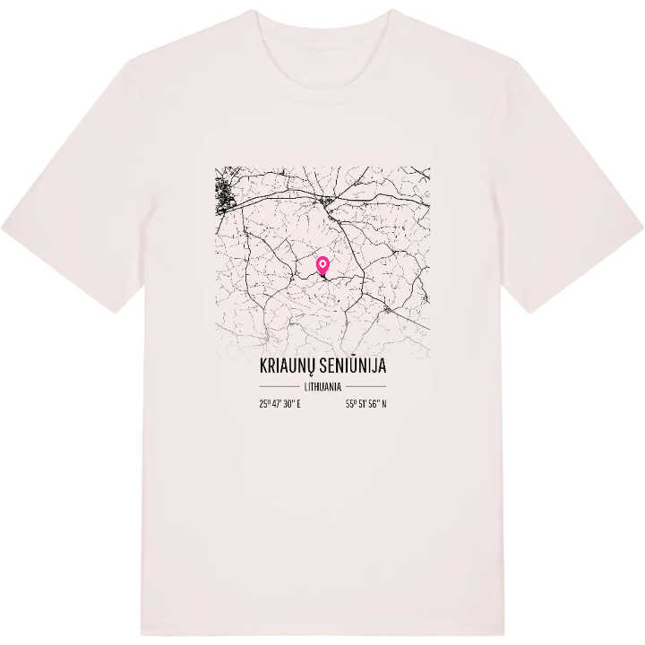 Kriaunų seniūnija map t-shirt – t-shirt from PinShirt