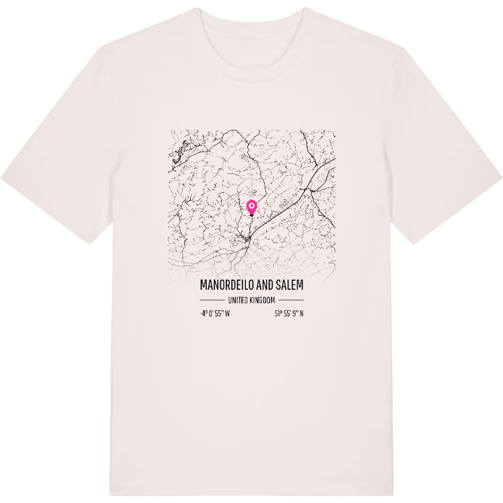 Manordeilo and Salem map t-shirt – t-shirt from PinShirt