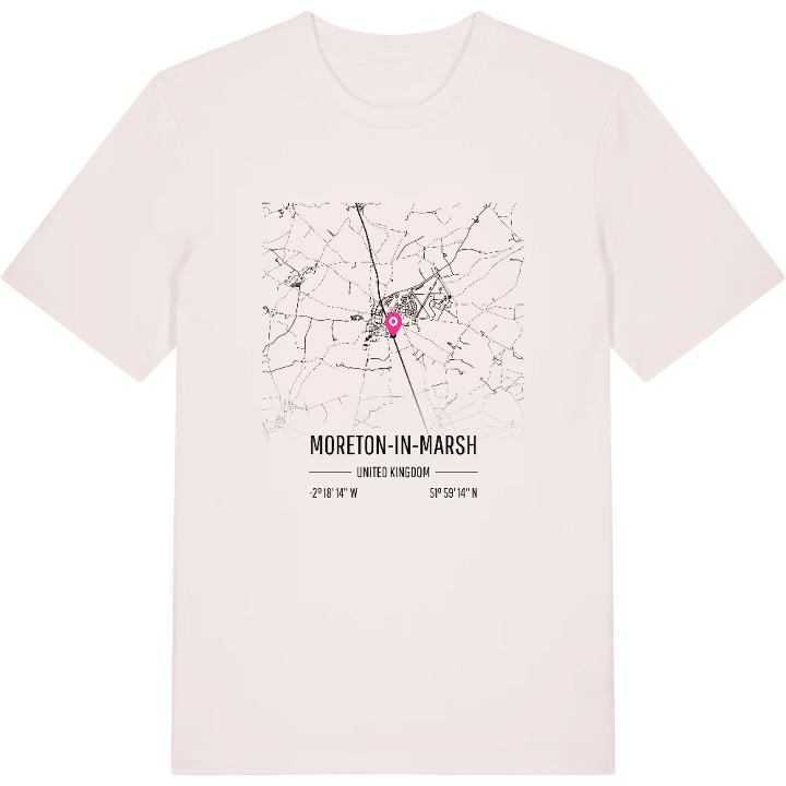 Moreton-in-Marsh map t-shirt – t-shirt from PinShirt