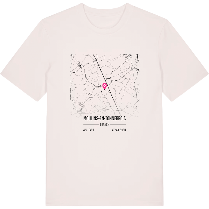 Moulins-en-Tonnerrois map t-shirt – t-shirt from PinShirt