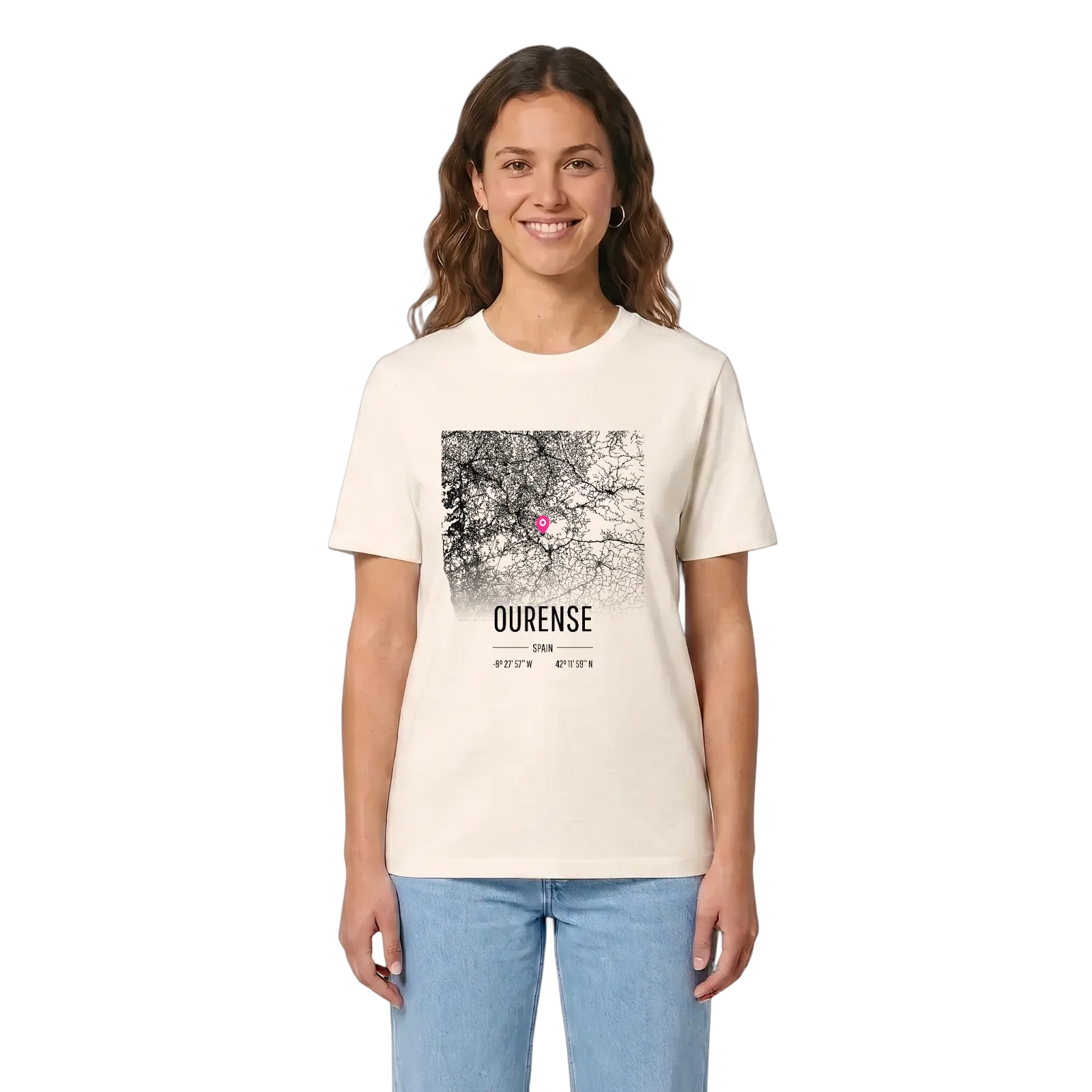 Ourense karta t-shirt – Vintage White, in context