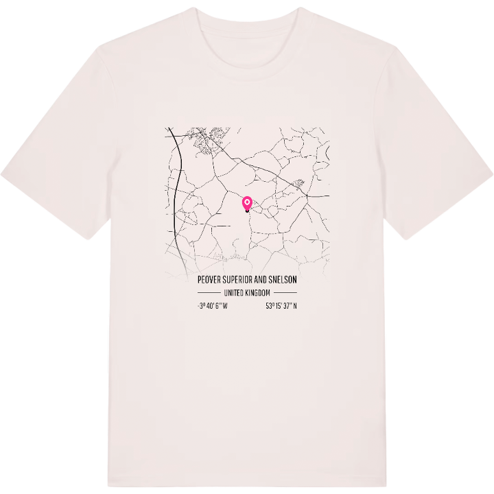 Peover Superior and Snelson map t-shirt – t-shirt from PinShirt