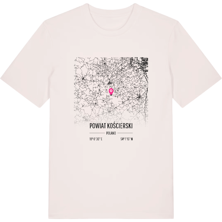 powiat kościerski map t-shirt – t-shirt from PinShirt
