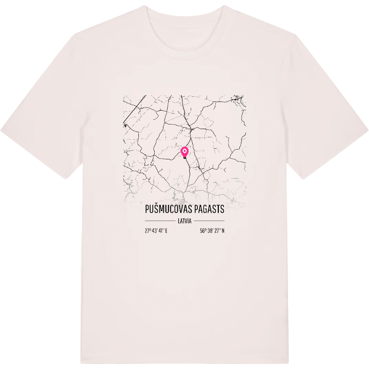 Pušmucovas pagasts map t-shirt – t-shirt from PinShirt