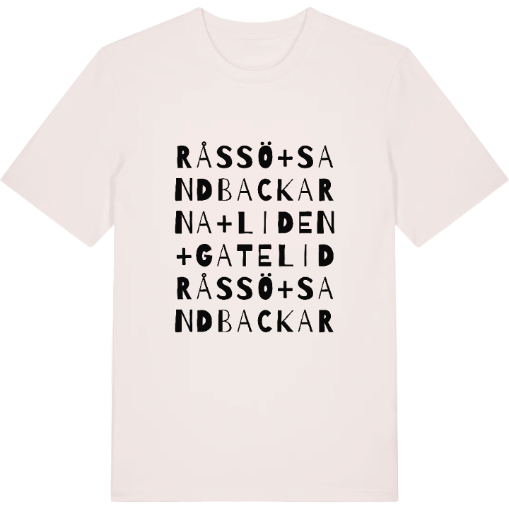 Råssö + Sandbackarna + Liden + Gatelid wordplay t-shirt – t-shirt from PinShirt