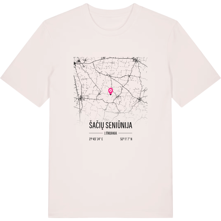 Šačių seniūnija map t-shirt – t-shirt from PinShirt
