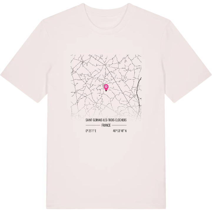 Saint-Gervais-les-Trois-Clochers map t-shirt – t-shirt from PinShirt