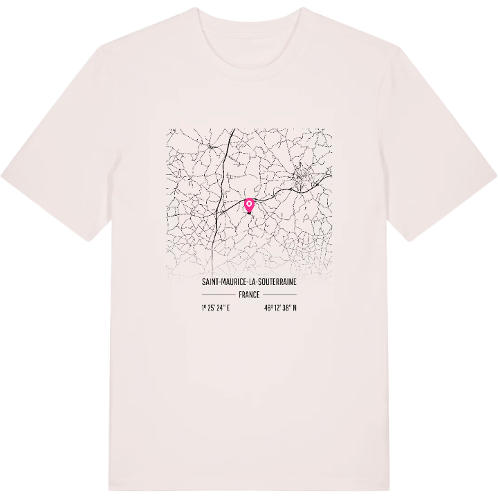 Saint-Maurice-la-Souterraine map t-shirt – t-shirt from PinShirt