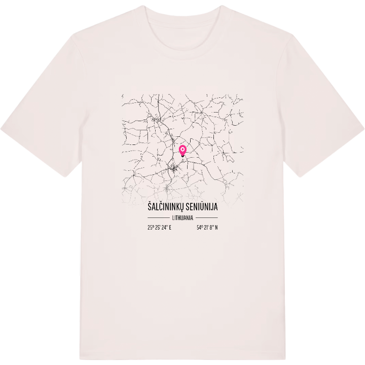 Šalčininkų seniūnija map t-shirt – t-shirt from PinShirt
