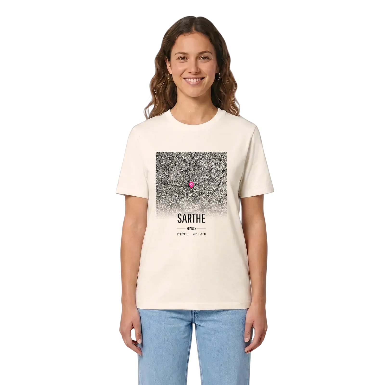 Sarthe karta t-shirt – Vintage White, in context