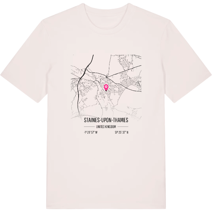 Staines-upon-Thames map t-shirt – t-shirt from PinShirt