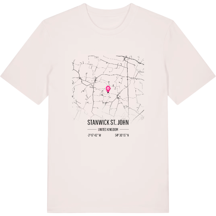 Stanwick St. John map t-shirt – t-shirt from PinShirt