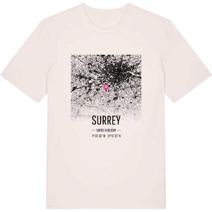 Surrey map t-shirt – t-shirt from PinShirt