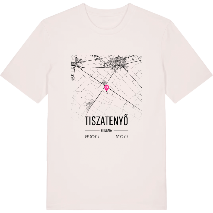 Tiszatenyő map t-shirt – t-shirt from PinShirt