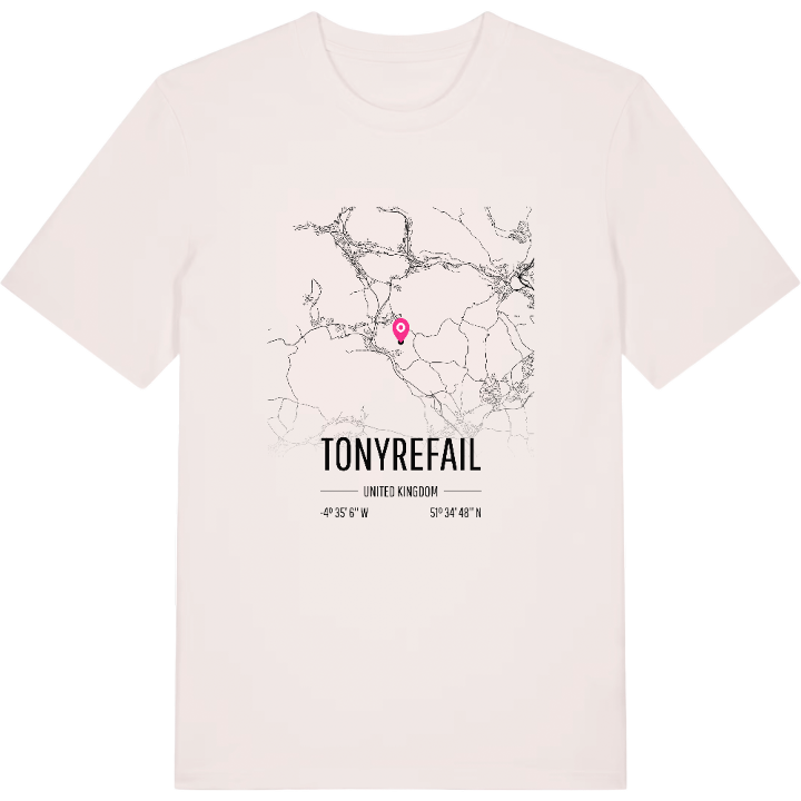 Tonyrefail map t-shirt – t-shirt from PinShirt