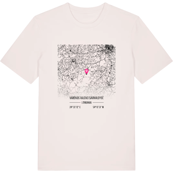 Varėnos rajono savivaldybė map t-shirt – t-shirt from PinShirt