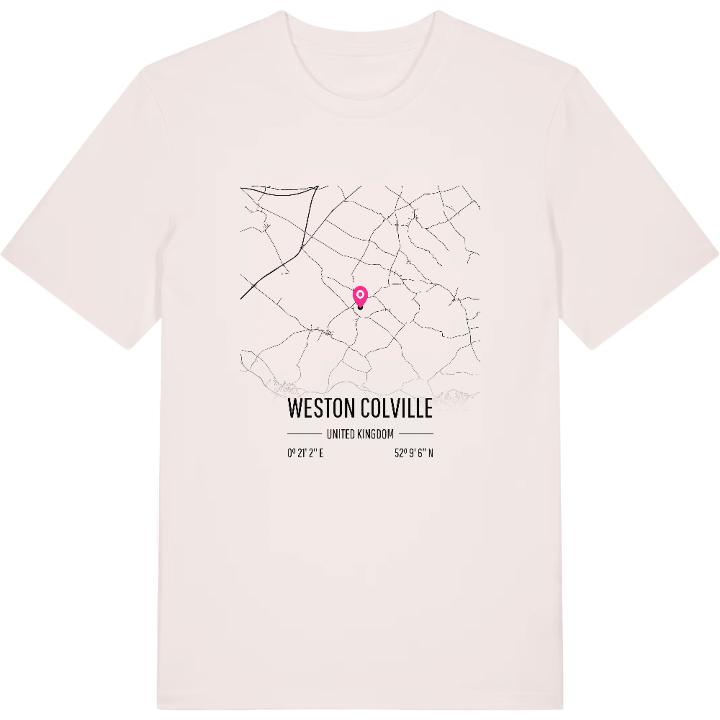 Weston Colville map t-shirt – t-shirt from PinShirt