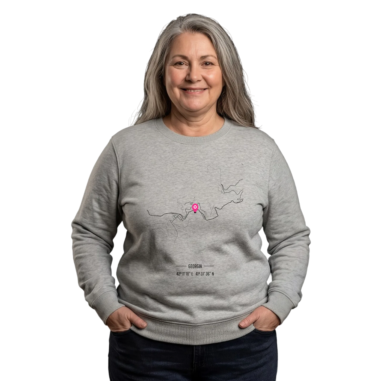 შუახევი kartta -collegepaita – Heather Grey, käytössä