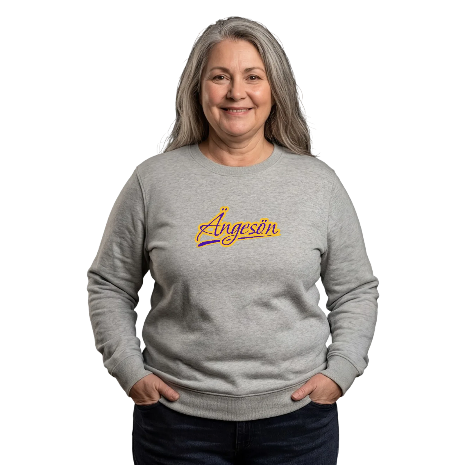 Ängesön baseball -collegepaita – Heather Grey, käytössä