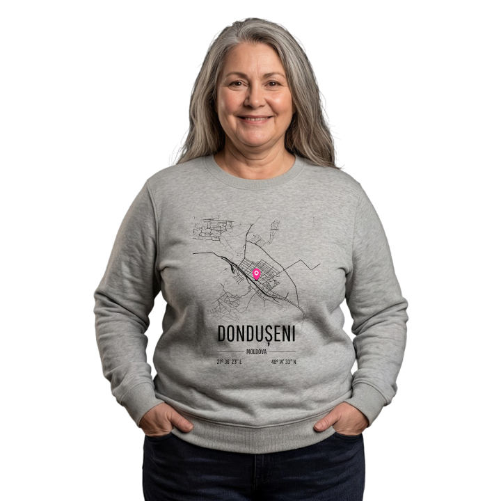 Dondușeni kartta -collegepaita – collegepaita, PinShirt