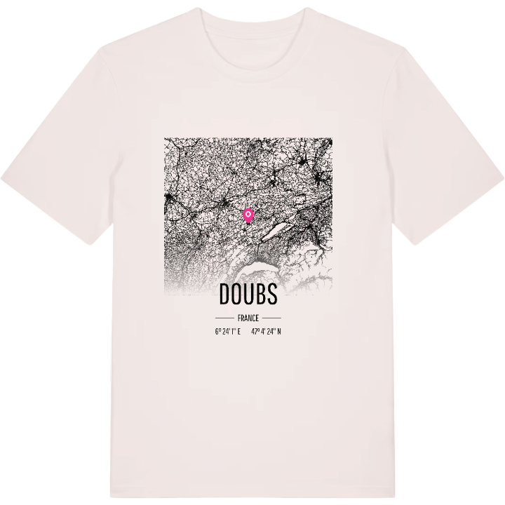 Doubs kartta -t-paita – t-paita, PinShirt